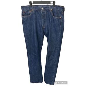 Levis 501 Jean Men 36x32 Blue Denim Pant Button Fly Outdoors Preppy Dark Wash N2